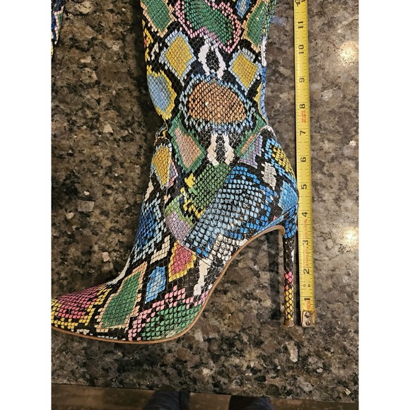Steve Madden Over the‎ knee boots Multicolor faux snakeprint pointy toe Size 6 - Picture 5 of 7